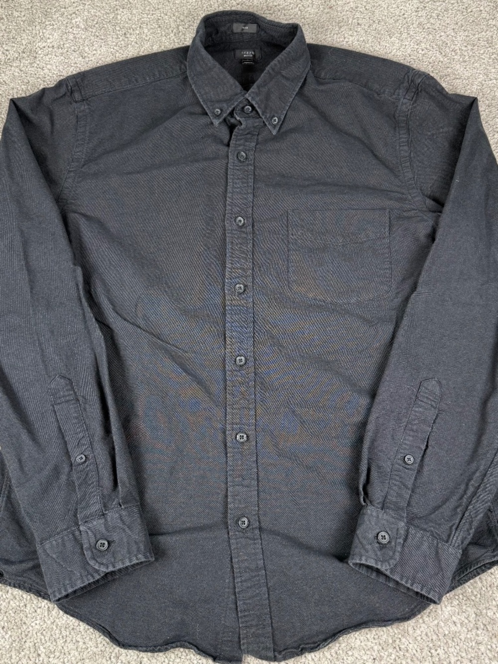 J. Crew Oxford Men's Button Up Long Sleeve Cotton Shirt Grey Slim Fit Large